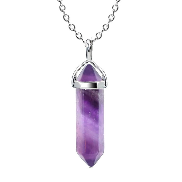 Collar de Cuarzo Rosa Xihbxyly Para Mujer Collar de Cristal Curativo Collar de Punta Hexagonal Collar de Capas Reales Colgante de Energía Espiritual Natural Joyer