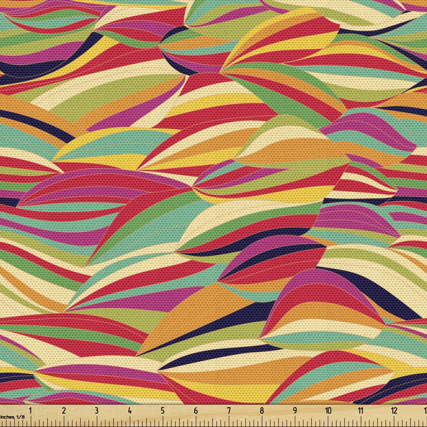 Colorful Upholstery Fabric by the Yard Abstract Leaf Like Shapes in