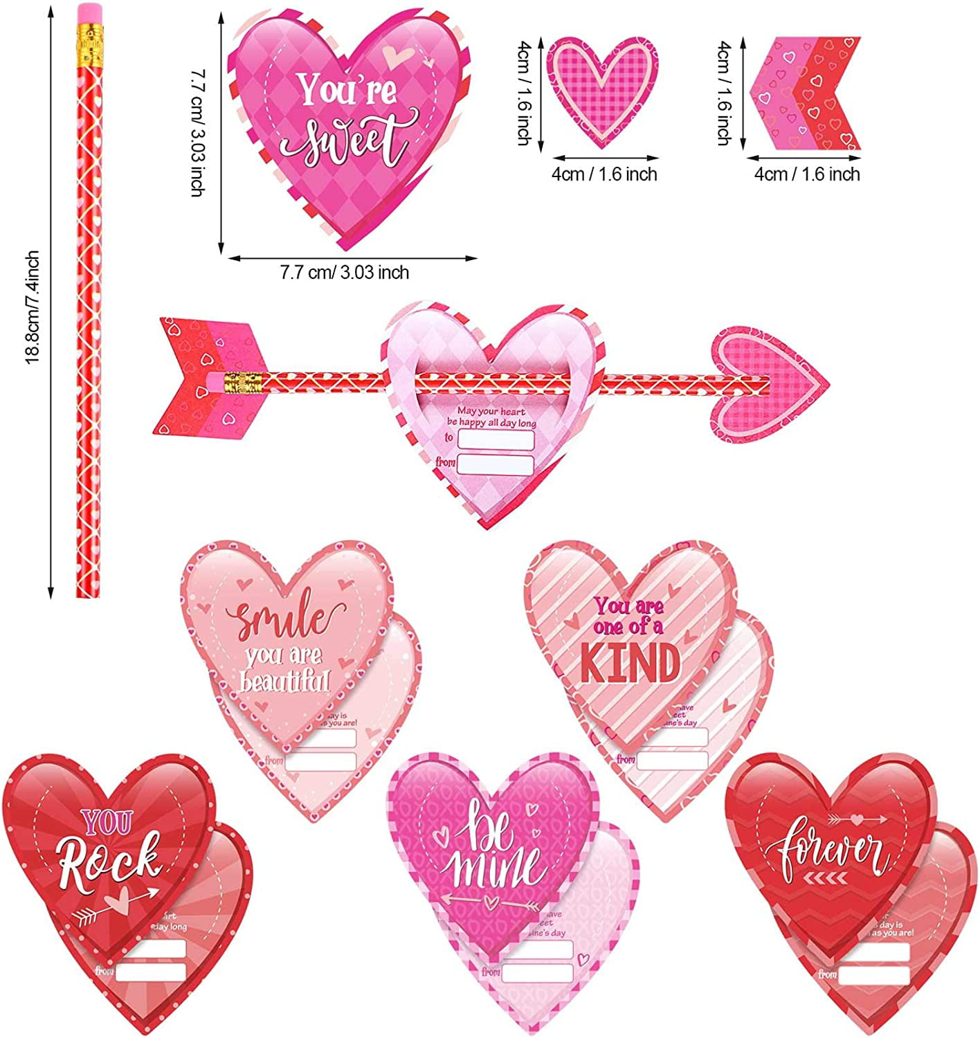 WONDER WOMAN Valentines Day Cards 16  & 16 Pencils #2  8 Designs New 