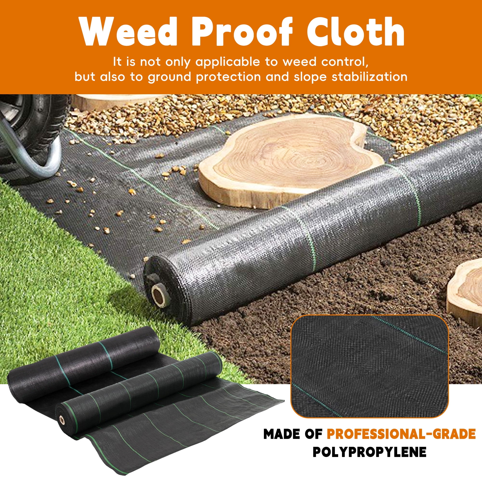 hostic Garden Weed Barrier Fabric Multi Length 6x300 FT Heavy Duty Landscape Weed Blocking Plastic Roll Cloth Water Permeable
