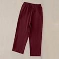 thumbnail image 4 of Stamzod Womens Capri Pants Elastic Waist Casual Capris with Pockets Summer Beach Vacation Cropped Pants Wine XXL, 4 of 7