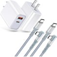 thumbnail image 2 of MHSIOAP-Fast Charging Wall Charger +USB C Cable 10FT, 2-Pack 20W USB C Power Adapter Dual Port Fast Charger Block+ Right-Angle 3A C to C Cable Fit for iPhone 15/16/Samsung Galaxy S22 Ultra S21 S20 Pi, 2 of 3