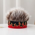 thumbnail image 6 of Jiibva Men Wig Hat, Fake Hair Hat for All Ages Flame Knitted Hat with Hair Attached Funny Short Hair Wig Headband Novelty Hat with Wig Spiked, 6 of 7