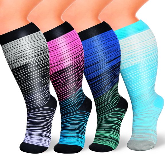 Plus Size Compression Socks for Women Men 20-30 mmHg 2xl 3xl 4xl , Wide Calf High Tights Long SocksStockings Best Support for Circulation, Running
