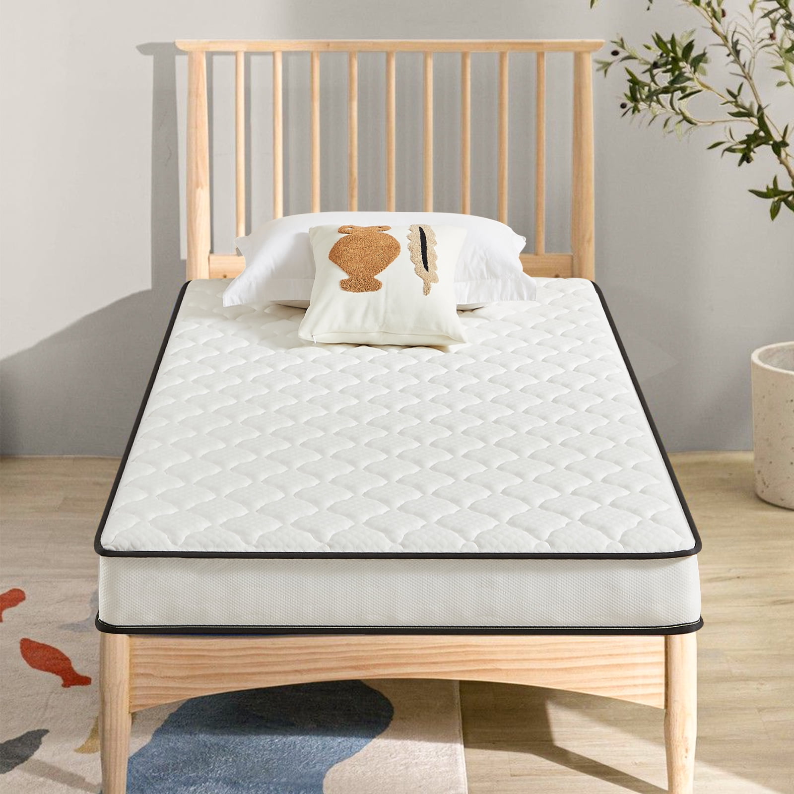 Twin Mattress, 6 inch Hybrid Mattress in a Box with Washable Cover Medium Firm Pressure Relief, CertiPUR-US Certified