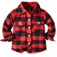 thumbnail image 1 of Baby Boys Girls Flannel Shirt Jackets Toddler Plaid Long Sleeve Lapel Button Shirts Fall Winter Warm Coat Outwear1-2T, 1 of 3