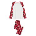thumbnail image 6 of Elippeo Christmas Family Pajamas Matching Set Cartoon Letter Print Raglan Sleeve Tops and Elastic Plaid Pants Loungewear, 6 of 10