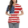 thumbnail image 3 of Red Shirts For Women, 4Th Of July Scrub Tops Women Plus Size V Neck Short Sleeve Workwear With Double Layer Pockets White And Royal Blue American Flag Top Scrubs Pants Tank (4XL, Vermilion) ZMTing, 3 of 3