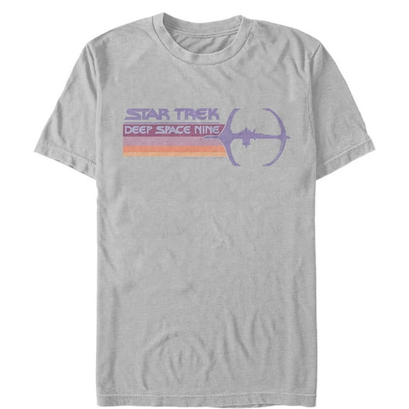 Men's Star Trek: Deep Space Nine Retro Rainbow DS9 Logo  Graphic Tee Silver Medium