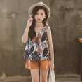 thumbnail image 2 of Girls Suit Floral Ruffle Sleeveless Top Shorts 2 Piece Sets 3-13 Years Old, 2 of 6