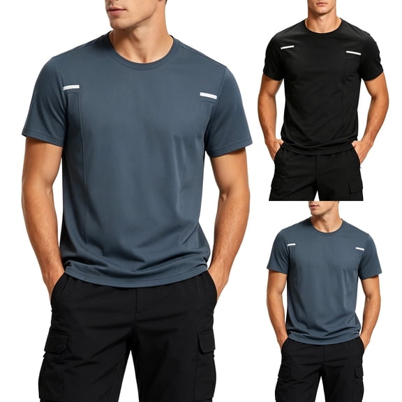 Fengqque Men's Dry-Fit Short Sleeve Crew Neck T Shirts Fitness Running Gym Workout Cool Exercise Athletic Tee Gray XL(XL)