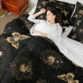 thumbnail image 4 of Manfei Dreamy Butterfly Child Bedding Comforter Set 7pcs, Gold Dandelion Print Queen Bedding Sets, Glitter Stars Print Super Cozy Room Decor, 4 of 7