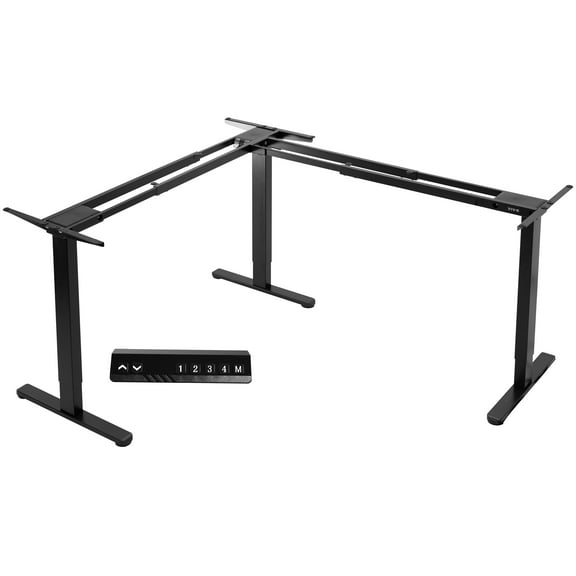 VIVO Black Electric Motor Height Adjustable Corner 3 Leg Standing Desk Frame