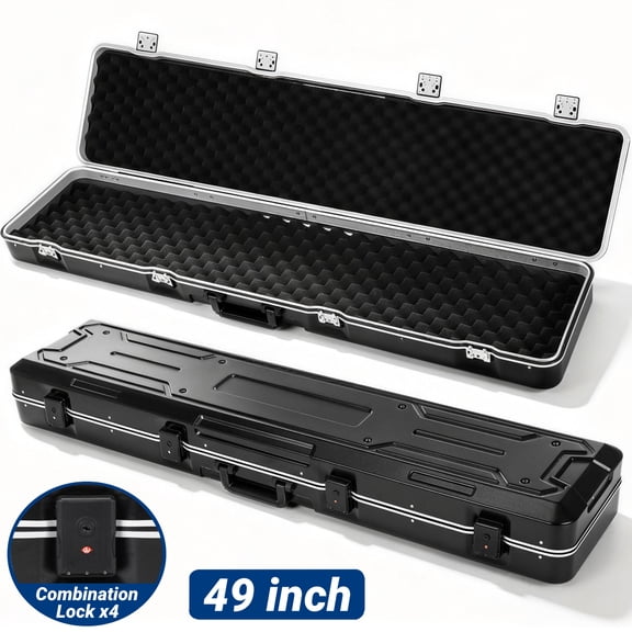 Gun Case,Blacksmith 49 inch Hardshell Travel Carrying Case for Gun With 4 Combination Lock,Black