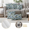 thumbnail image 2 of 2 Pack Outdoor Waterproof Throw Pillows, Blue Flower Hydrangea Green Leaf Decorative Square Pillow Case Patio Pillows for Chair Couch Sofa 16x16in, 2 of 9