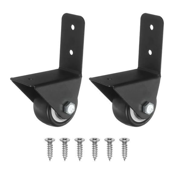 Uxcell 1.5" Side Mount Casters 2Pcs L-Shaped Plate Fixed Caster Wheel Black