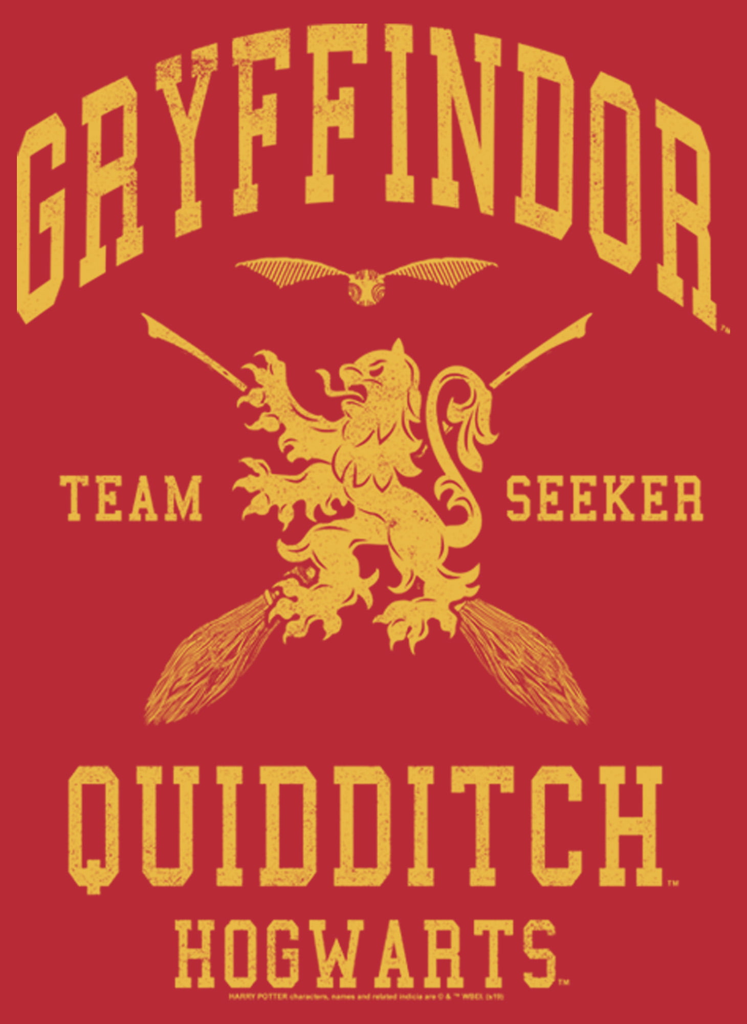 Men\'s Harry Gold Seeker Medium Team Red Over Potter Quidditch Pull Hoodie Gryffindor