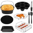 thumbnail image 3 of 9Pcs Accessoires de Friteuse d'Air Ensemble avec l'Acier Inoxydable Brochette Rack Tampon en Silicone Réutilisable 8 Pouces Anti-Adhésif Gâteau Baril Pizza Pan Oeuf Tarte Moule Alimentaire Clip et Plus pour 7L-7.3L Friteuse d'Air, 3 of 11