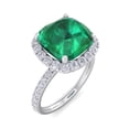 thumbnail image 2 of SuperJeweler 5 1/2 Carat Cushion Cut Created Emerald and Halo Diamond Ring In Sterling Silver For Women, 2 of 6