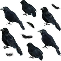 Halloween Crows 6 Pack Halloween Crow Decorations - Realistic Black-Feathered Crows Halloween Decorations, Halloween Crows And Ravens Decor,Scary Black Ravens Birds For Indoor Outdoor Decorations