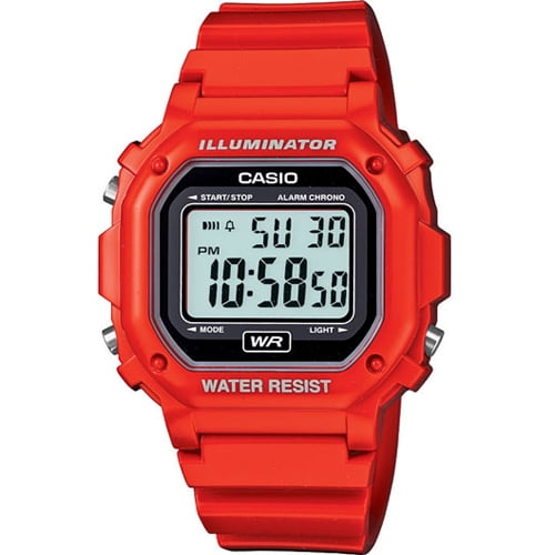 Casio - Casio Men's Digital Illuminator Sport Watch, Red Resin F108WHC ...