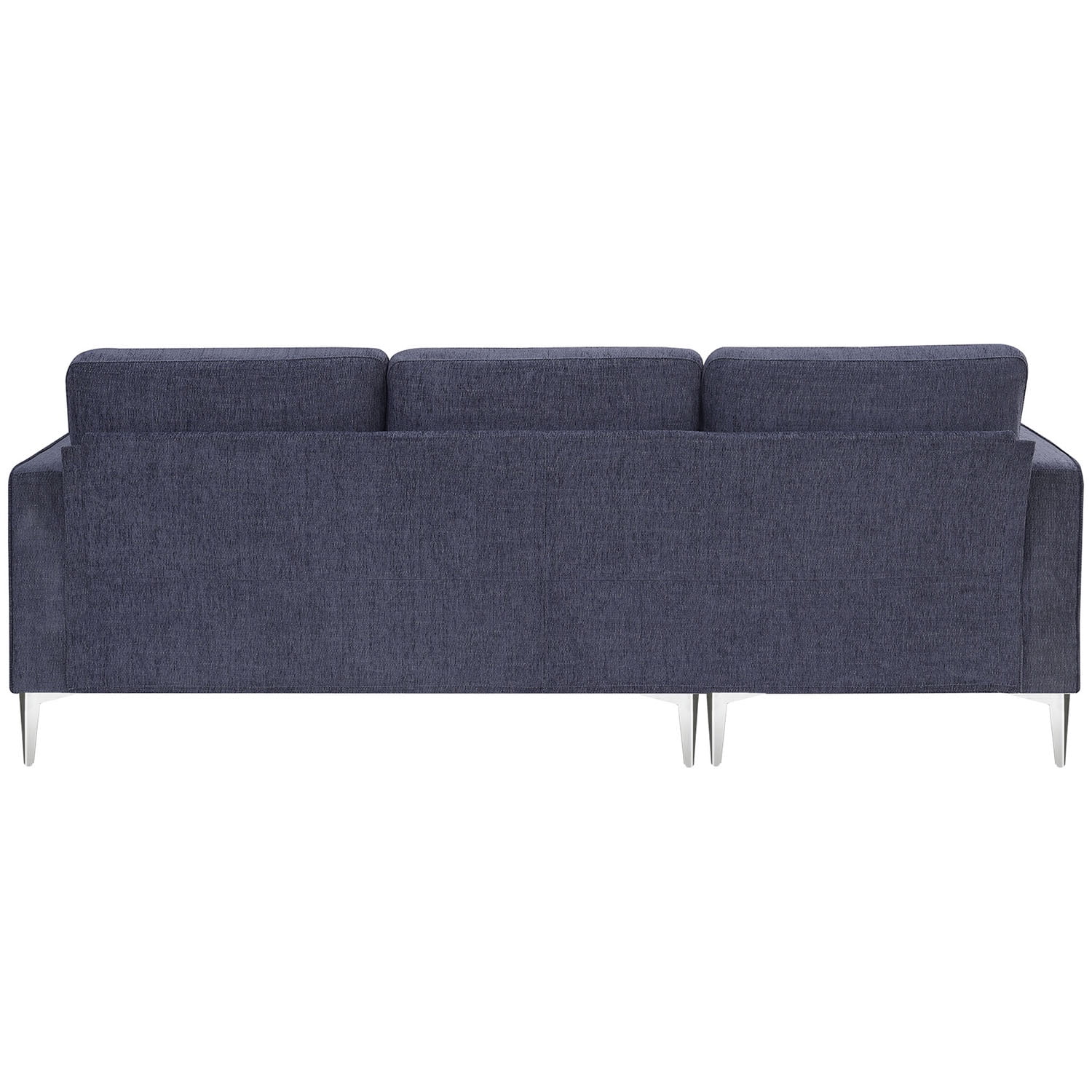 Kadyn 86" Convertible Sectional Sofa, Modern Chenille Fabric Sofa with Reversible Chaise and 2 Pillows, L-Shaped 3-Seat Sofa for Apartment, Blue+Grey