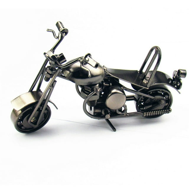 Shisuyan Motorcycle Model Iron Bronze Tone Metal Small Motorbike Model for Home Decor (Grey)