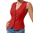 thumbnail image 5 of Vest Sleeveless V Neck Button Front Solid for Women Sunny Weekend Seasonal Favorite Casual Dressing Daily Commute Everyday Outfit Season Shift Summer Outfits, 5 of 6