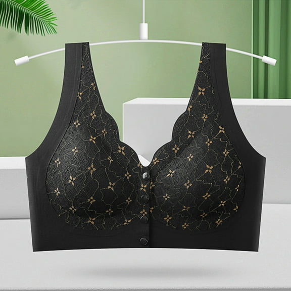 Fatuov Wirefree Bras for Women Push-Up Sexy Lace Seamless Bralettes for Casual Bras 42A, Black