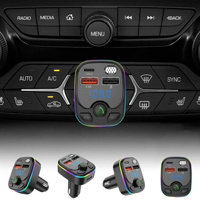 Binmer Car Mp3 Bluetooth Player Car Hands- USB Charging Fm Transmitter Light Receiver