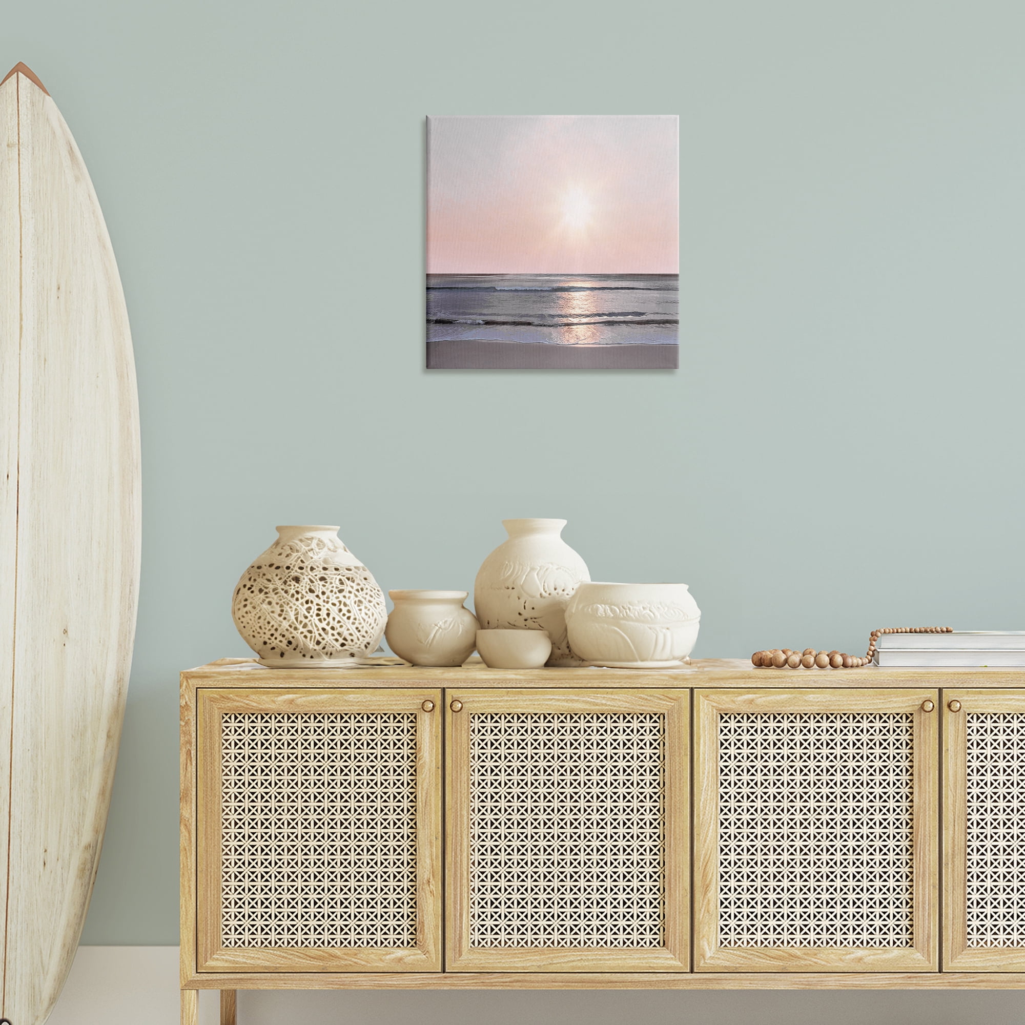 Stupell Industries Peach Sunrise over Beach Nautical & Beach Photography Wrapped Canvas Art Print Wall Art, 24 x 24