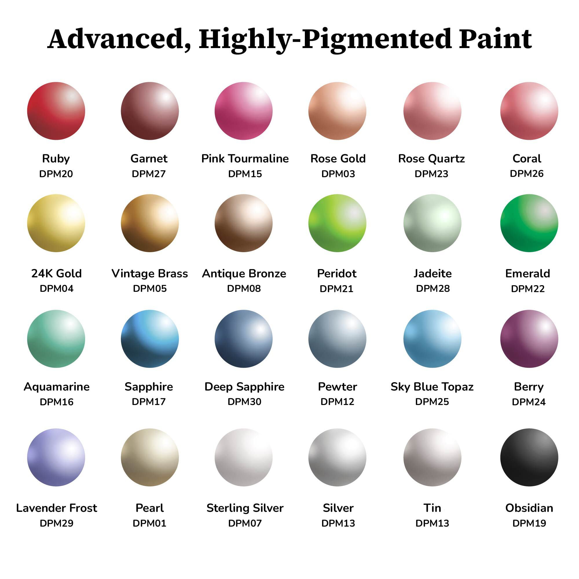 DecoArt Extreme Sheen Metallic Acrylic Paint Set – Set of 24 Bottles (2 fl oz) – Art and Craft Metallic Paints