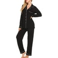 thumbnail image 4 of Women's Classic Pajamas Long Sleeve Button Down Sleepwear 2 Piece Pjs Set, 4 of 8