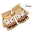 thumbnail image 5 of comerut 1 Pair 6-10 Years Boys Girls Gloves Cartoon Fox Half Finger Winter Animal Pattern Stretchy Gloves for School, 5 of 8
