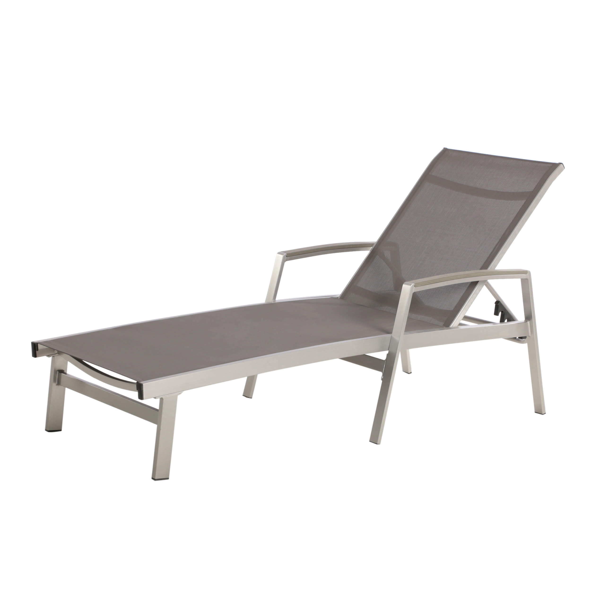 GDF Studio Joy Outdoor Mesh and Aluminum Adjustable Chaise Lounge, Gray