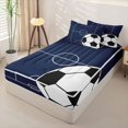 thumbnail image 2 of Homewish Soccer Ball Pattern Zipper Full Size Comforter Sets with Fitted Sheet and 2 Pillowcases For Kids,Football Court Zipper Bedding Set For Boys,Navy Blue Reversible,4 Pieces, 2 of 7