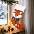 thumbnail image 5 of Fox Christmas Stocking with Green and Red Scarf and White Cuff for Fireplace Mantel Decor, 5 of 8