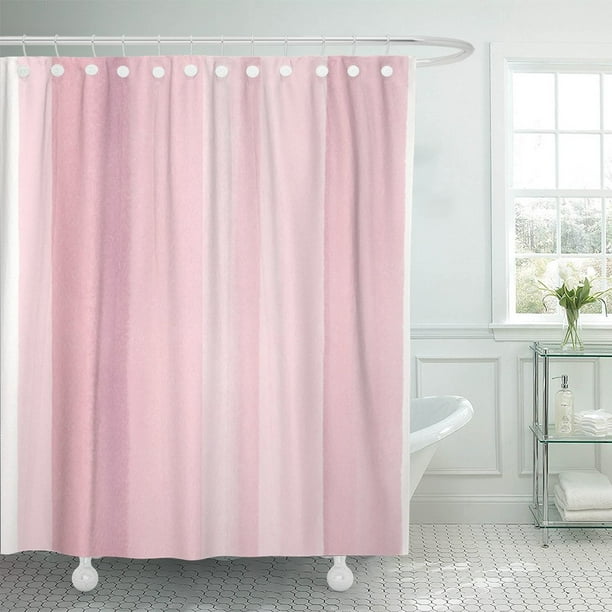PKNMT Watercolor Hand Stripes in Rose Pink Pattern Shower Curtain 60x72