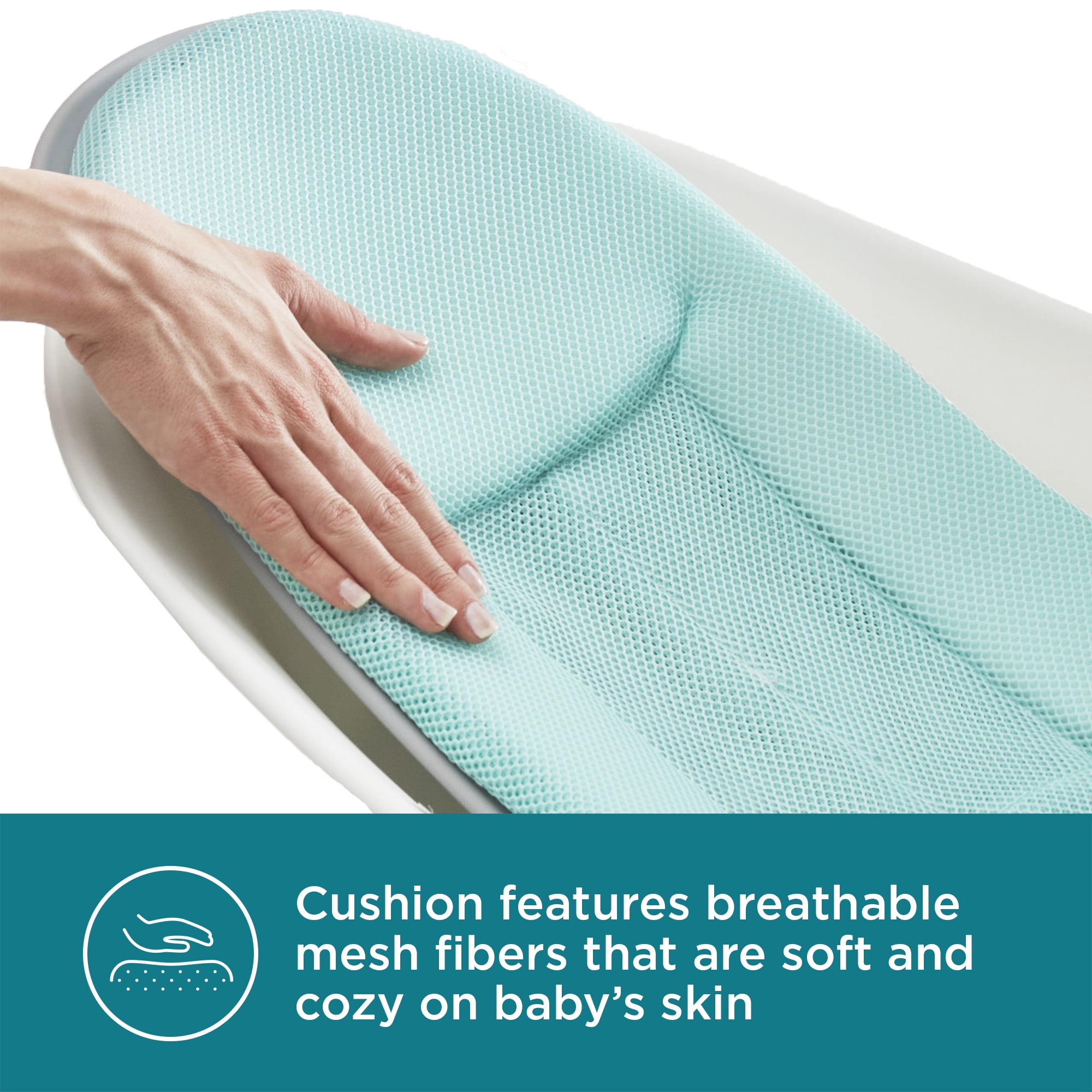 Contours Oasis 4-in-1 Comfort Cushion Baby Bathtub for Newborn, Infant, and Toddler - White