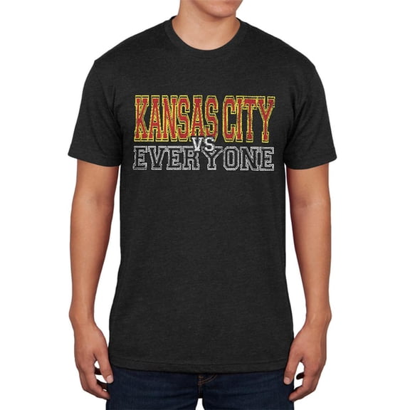 Kansas City VS Everyone Vintage Distressed Mens Soft T Shirt Vintage Black LG