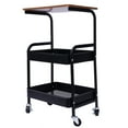thumbnail image 6 of Fichiouy 3 Tier Printer Stand Laptop Study Table Rolling Printer Cart Trolley Storage w/Wheels Black, 6 of 10