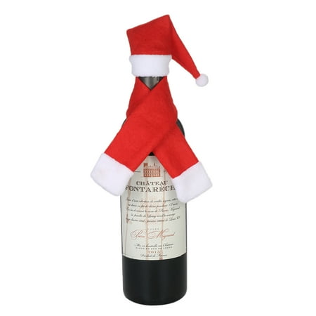 Gift Wrap Bottle Wine (Christmas Wine Bottle Cover X'mas Champagne Gift Wrap Clothes Christmas Party Decoration Ornaments--Hat +)