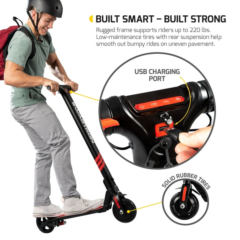 Swagger Pro Foldable Electric Scooter w Cruise Control 14.2 Mile Range Rear Suspension and 15.5 mph Max Speed SG 3