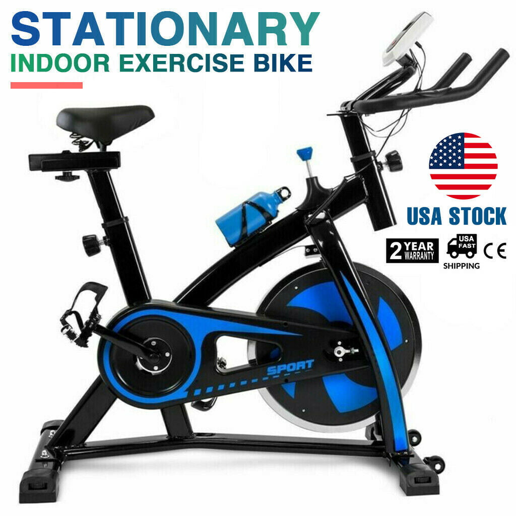 Indoor Exercise Bike Fitness Cardio Workout Machine Adjustable Resistance & Seat