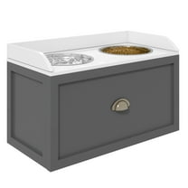 Large Elevated Dog Bowls with Storage, Raised Dog Bowl Stand, Gray