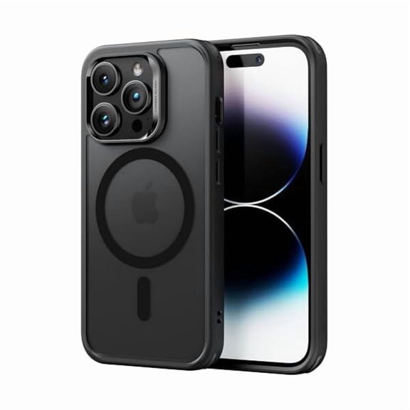 liuliuliu Military-Grade MagSafe Compatible Shockproof Yellowing Resistant Magnetic Case for iPhone 14 Pro Max, Frosted Black