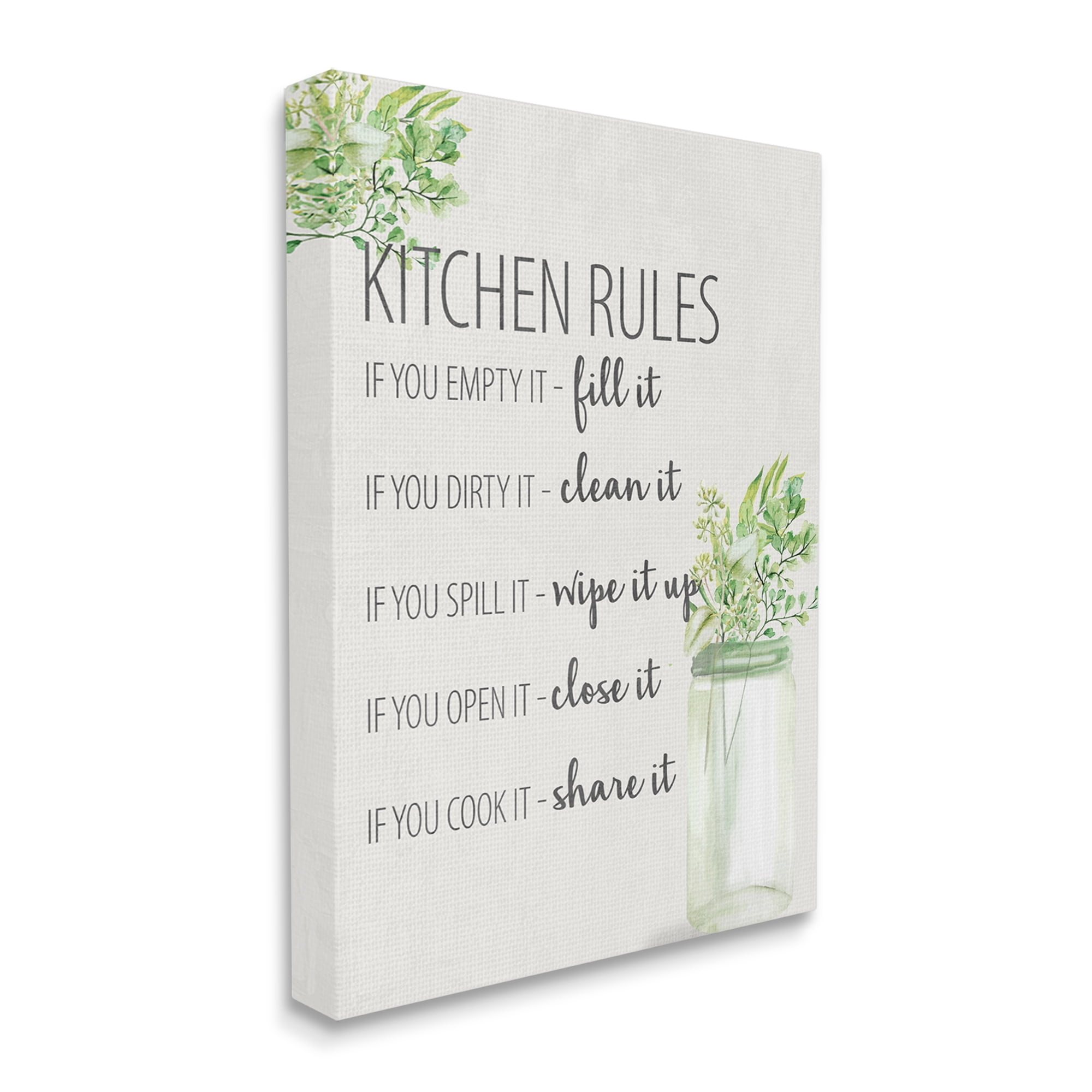 Stupell Industries Kitchen Rules Share It Food & Beverage Painting Gallery Wrapped Canvas Print Wall Art, 30 x 40