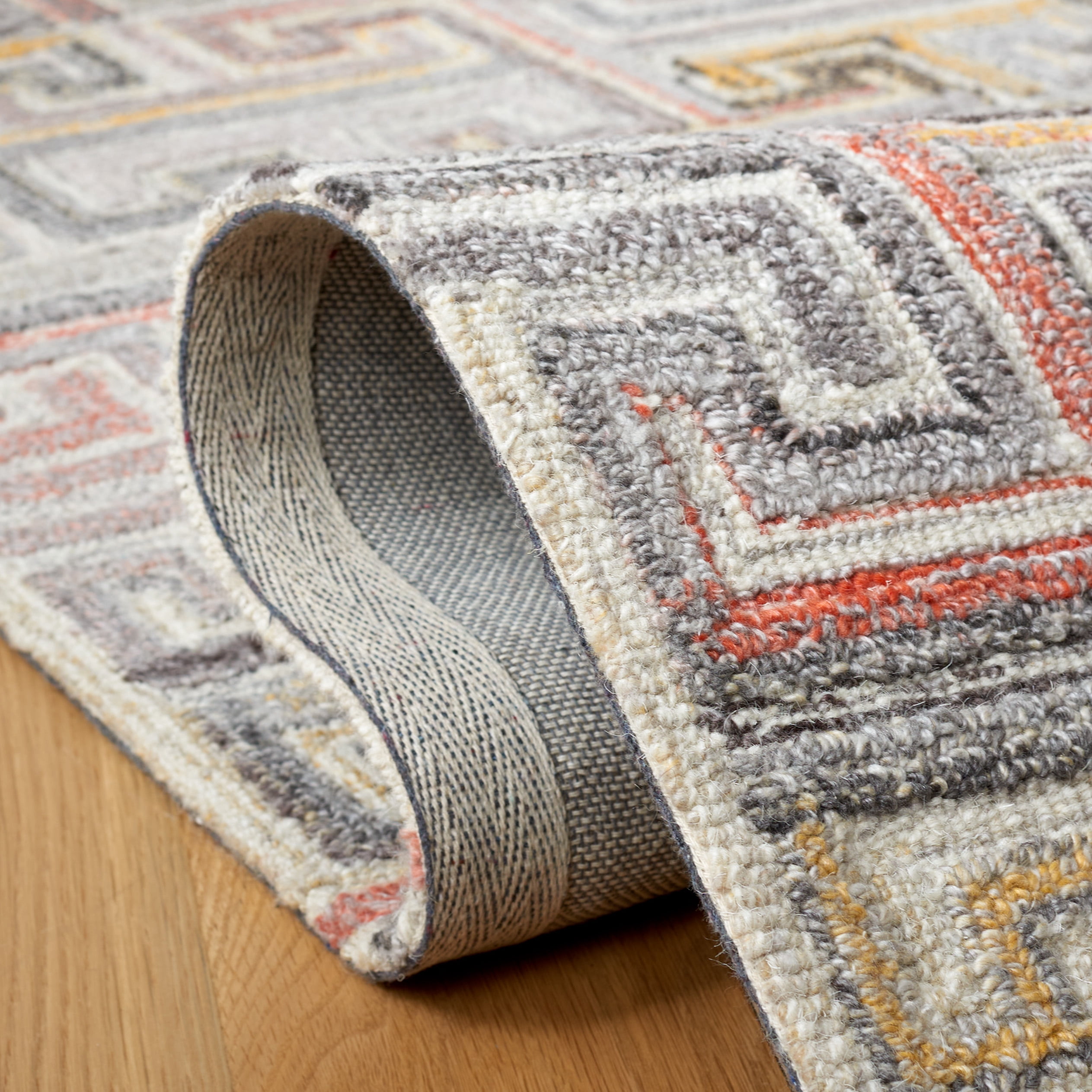 SAFAVIEH Metro Jules Geometric Area Rug, Grey/Rust, 5' x 8'