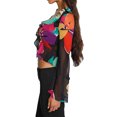 thumbnail image 3 of VISgogo, camiseta corta para mujer, manga larga, lisa/variegada, con volantes y lazo, cárdigan, camisas cortas, camisetas de primavera/verano con ombligo para mujer VISgogo  moda, 3 of 6