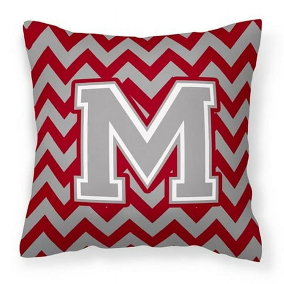 Carolines Treasures CJ1043-MPW1414 Letter M Chevron Crimson & Grey Fabric Decorative Pillow